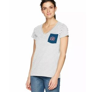 Columbia pfg striped v neck t shirt